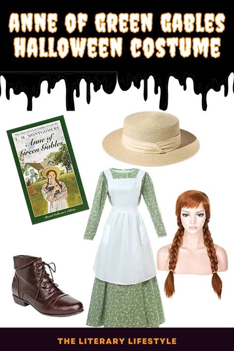 DIY Anne of Green Gables Costume Ideas for Adults Anne Of Green Gables Costume Diy, Literary Character Costumes, Anne Of Green Gables Costume, Pioneer Dress, Celebrity Books, Book Character Costumes, Kindred Spirit, Book Week Costume, Holiday Costumes