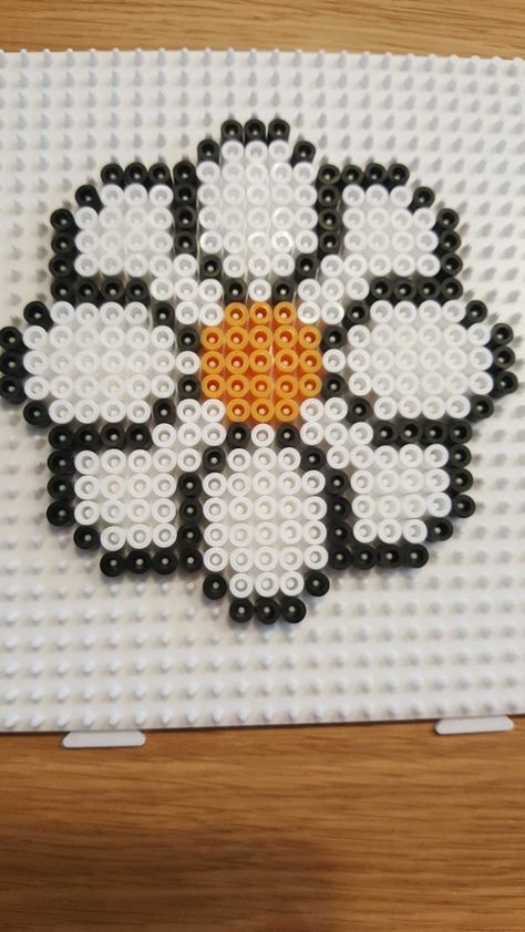 Hama bead flower. Perler Beads Ideas Flowers, Flower Perler Bead Pattern, Flower Melty Beads, Daisy Perler Bead Pattern, Fused Bead Art, Flower Iron Beads, Hama Bead Flowers, Perler Beads Flower Pattern, Peeler Bead Flower