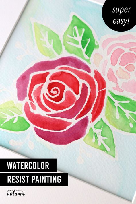 Learn how to make a pretty watercolor painting for beginners - absolutely no experience required! The rubber cement resist technique makes it easy for anyone to paint something beautiful. Resist Art, Watercolor Resist, Tissue Paper Art, Watercolor Painting For Beginners, Rubber Cement, Watercolor Art Journal, Pretty Watercolor, Art Projects For Kids, School Painting