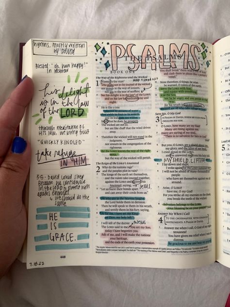 Psalm 1 Bible Journaling, Bible Annotations, Bible Goals, Bible Writing, Bible Organization, Studying Scripture, Bible Topics, Personal Bible Study, Bible Journaling Ideas Drawings