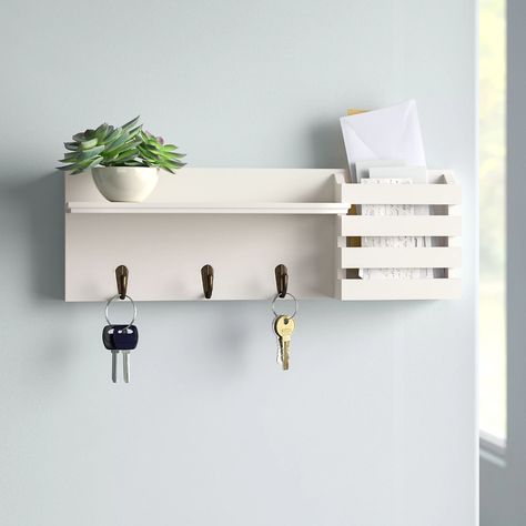 Wall Mail Organizer, Mail Organizer Wall, Mail Storage, No Closet Solutions, Mail Organizer, Key Hooks, Wall Storage, Wall Organization, Hanging Hooks