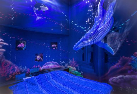 Love Hotel Japan, Themed Hotel Rooms, Underwater Room, Ocean Room Decor, Love Hotel, Ocean Themed Bedroom, Theme Hotel, Ocean Room, Underwater Theme