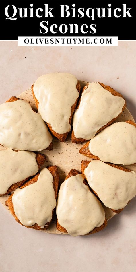 Vanilla Bean Scones Recipe, Gf Bisquick Recipes, Savory Bisquick Recipes, Bisquick Pumpkin Scones, Bisquick Scones Recipe Easy, Pancake Mix Scones, What To Make With Bisquick, Bisquick Scones Recipes, Bisquick Scones