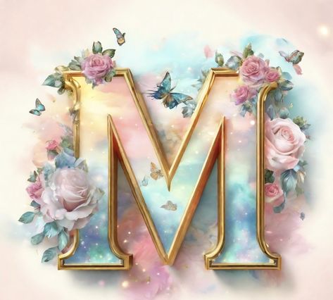 Letter M With Flowers, M Letter Design, M Letter Images, Alphabet Letters Images, Handmade Walking Sticks, Letter Art Design, Glittery Wallpaper, M Letter, Fancy Letters