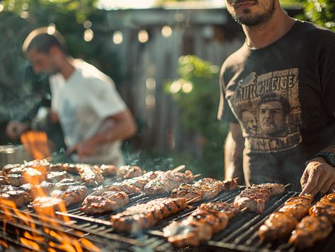 Barbeque Party with Focus on Grilling Guy Barbeque Aesthetic, Man Grilling, Bison Ranch, Barbecue Food, Barbeque Party, Inspirational Digital Art, Party Scene, Barbecue Recipes, Backyard Bbq