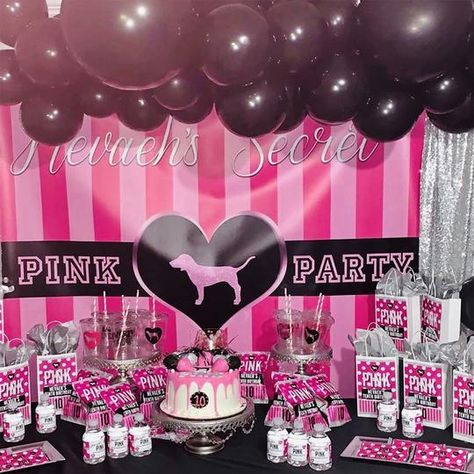 (1) Banners by Roz - Custom Backdrops. Designed, Printed & Shipped! Pink Birthday Party Decorations, Victoria Secret Party, Hotel Birthday Parties, Custom Chip Bags, Victoria Secrets Pink, Secret Party, Pink Birthday Party, Pink Backdrop, Birthday Party For Teens