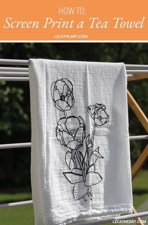 Want to know How to Screen Print a Custom Tea Towel? Today, I'm not only going to tell you how, but show you as well! PLUS, this free design is included!﻿ #diyscreenprinting #howtoscreenprint #diyteatowels Tea Towel Ideas, Budget Farmhouse Decor, Screen Print Tea Towels, Towel Ideas, Tea Towels Diy, Diy Screen Printing, Hello Pretty, Printed Tea Towel, Custom Tea Towel