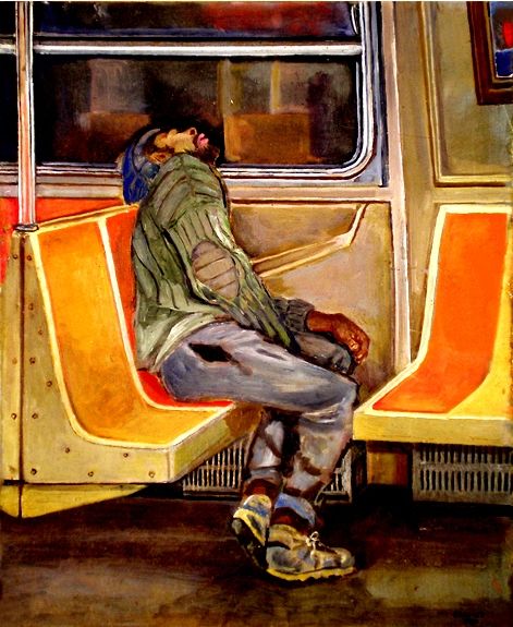 Edith Kramer - Subway painting Subway Painting, Bus Painting, Urban Painting, Glass Paintings, Art Major, Painted Stairs, Nyc Art, Project Proposal, Painting People