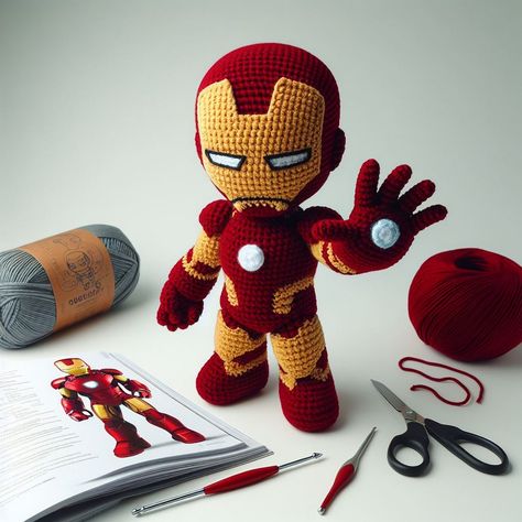 Iron Man Hat Crochet Pattern, Crochet Avengers Amigurumi, Ironman Crochet Pattern Free, Iron Man Crochet Pattern Free, Marvel Amigurumi Free Pattern, Crochet Marvel Characters, Marvel Crochet Patterns, Marvel Crochet Patterns Free, Crochet Avengers