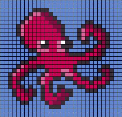 Octopus Alpha Pattern, Turtle Alpha Pattern, Shark Alpha Pattern, Octopus Pixel Art, Squid Animal, Underwater Ocean, Pearl Beads Pattern, Beads Pattern, Shark Pattern