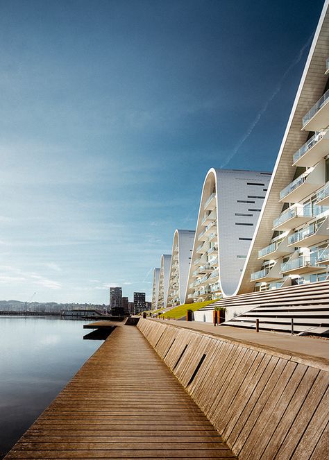 The Wave - Vejle on Behance Vejle Denmark, Denmark Architecture, Denmark Aesthetic, Copenhagen Architecture, Classic Facade, Henning Larsen, Danish Architecture, Futuristic Building, Dream Trips