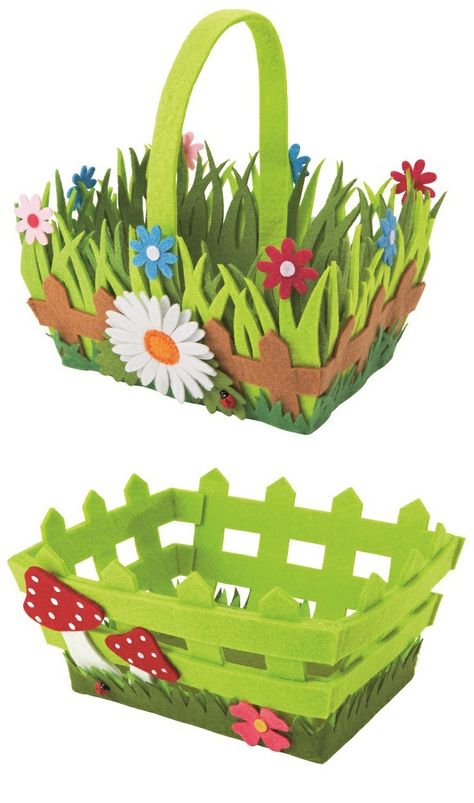 Diy – Velikonoce, Felt Basket, Foam Sheet Crafts, Popsicle Crafts, Desain Quilling, Easter Decorations Outdoor, Easter Time, Foam Crafts, Easter Kids