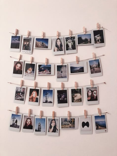 follow me on ig ♡ @abouthilary  Polaroids DIY Cheap Bedroom Ideas, Kids Homework Station, Photo Walls Bedroom, Polaroid Wall, Polaroid Photos, Teen Bedroom Decor, Girl Bedroom Decor, Cute Room Decor, Room Inspiration Bedroom