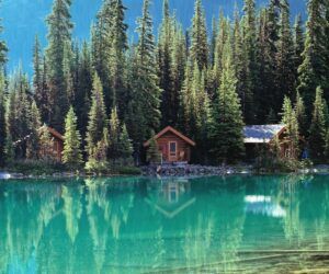 Beautiful, Green Houses: Of All Shades Mos Architects, Waterfront Cabins, Yoho National Park, Lakeside Cabin, Canada Photos, Dreamy Landscapes, Lake Cabins, A Cabin, Cabin In The Woods