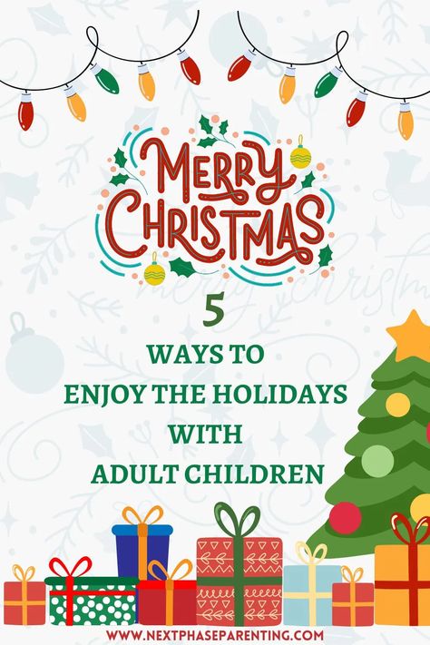 Up your holiday game with your adult children with these 5 creative ways to celebrate the holidays with your adult children. Games, budgeting, gifting, and more ideas. Fun Christmas Traditions, Simplify Christmas, Children Games, Parenting Adult Children, Christmas Eve Traditions, Traditions To Start, Fun Christmas Activities, Parents Christmas, Christmas Traditions Family