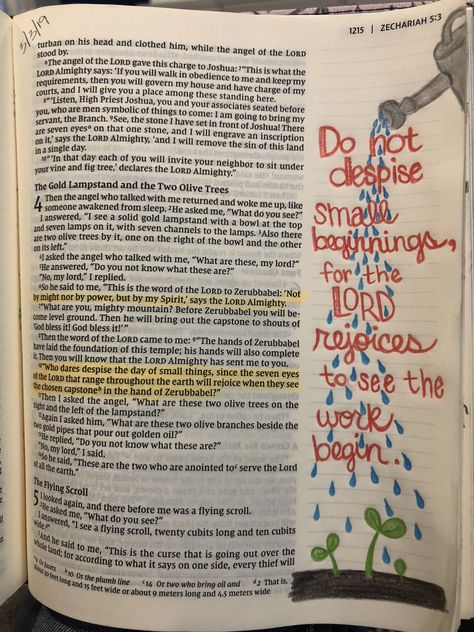 Bible Journaling  Zechariah 4:10 Zechariah Bible Study, Old Testament Bible Journaling, Scripture Drawings, Draw Quotes, Quotes Drawing, Bible Drawings, Scripture Art Journaling, Matthew Bible, Isaiah Bible