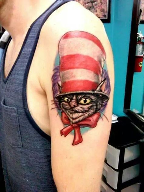 Custom Cat in the Hat tattoo from my original drawing. Cat In The Hat Tattoo, Custom Cat, Original Drawing, Tatting, Tattoos, Hats, Drawings