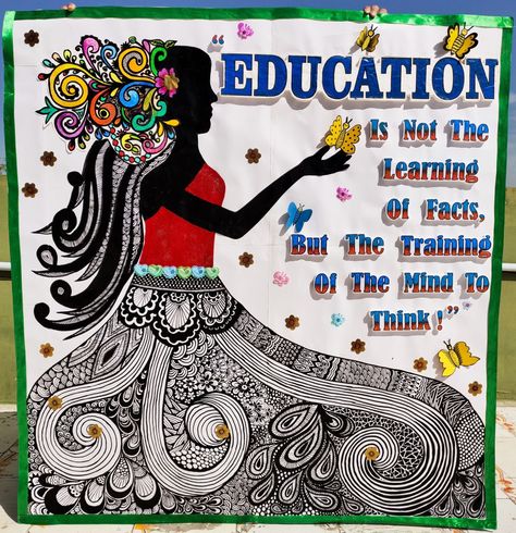 Education is important Chart Design For School Project English, Importance Of Education Drawing, Poster Making About Education, Studies Drawing, Education Drawing, Soft Board Decoration, Display Boards For School, Class Expectations, School Library Decor