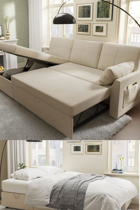 PaPaJet Sofa Bed, 2 in 1 Sofa Sleeper with Storage Chaise-Pull Out Couch Bed for Living Room, Sleeper Couch with Pull Out Bed Beige Pull Out Couch Bed, L Shaped Sofa Bed, Living Room Beige, Linen Couch, Sofa Bed Sleeper, Pull Out Couch, Bedroom Couch, Pull Out Sofa, Storage Chaise