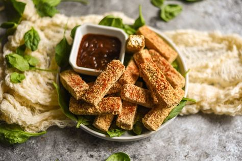 Bbq Dipping Sauce, Crusted Tofu, Active On Instagram, Back Of House, Gluten Free Bread Crumbs, Homemade Barbecue Sauce, Almond Crusted, Tofu Dishes, Desserts Vegan