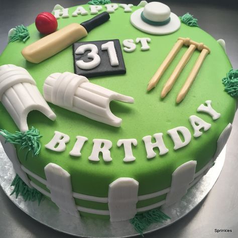 Cricket themed birthday cake Cricket Birthday Cake, Cricket Theme Cake, Cricket Cake, Dad Birthday Cakes, Sport Cakes, Men Birthday, Birthday Cakes For Men, Birthday Cake Ideas, Themed Birthday Cakes