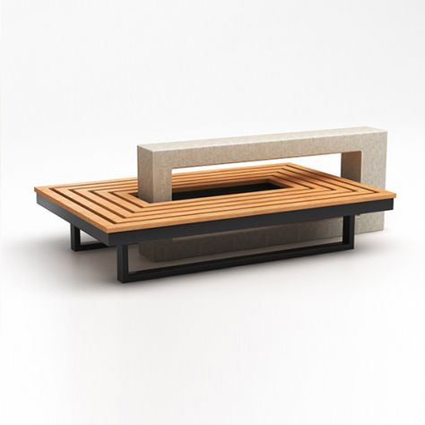 Urban Furniture Bench, Modern Bench Design, Park Bench Design, Street Furniture Design, Urban Furniture Design, Parks Furniture, Bench Design, Wood And Concrete, Concrete Bench