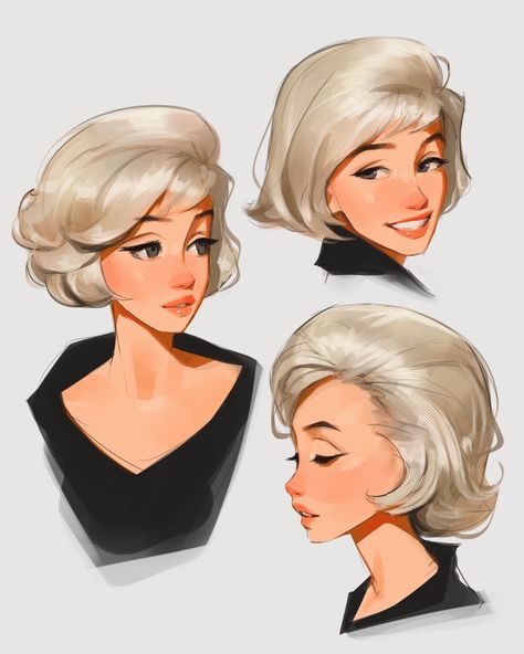 Hair Studies, Sam Yang, Hair Illustration, Drawing Cartoon Faces, Digital Portrait Art, Bd Comics, Illustration Art Girl, Cartoon Faces, Hair Reference