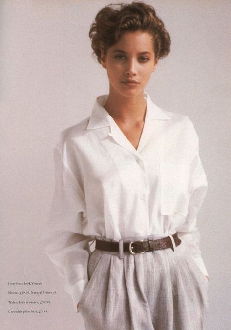 Linen Moodboard, Fashion 60s, Woman In White, Fashion 90s, 80s And 90s Fashion, V Magazine, Vogue Uk, Christy Turlington, 1980s Fashion