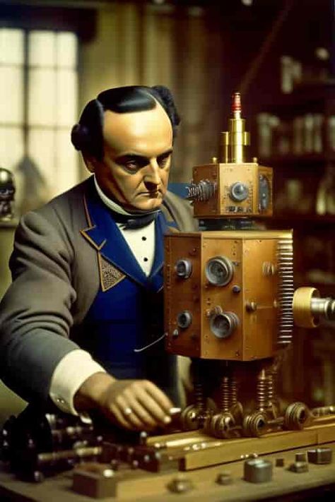 These 20 facts will just make you a bit smarter. Engineer Workshop, Charles Babbage, Philippe Halsman, Build A Robot, Game Logo Design, An Engineer, Digital Revolution, A Robot, Canon Lens