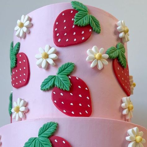 Neris Cakery | Sweet Treats + Cakes on Instagram: "Berry First Birthday Cake 🍓💖 This will be forever my favorite theme ever✨ #berryfirst #berryfirstbirthday #berryberry #strawberrycake #strawberrycakes #berryfirsttheme #katytx #katycakes #houstontx #houstoncakes #houstoncake" Strawberry Fondant Cake, Very Berry First Birthday Cake, Strawberry Cake Theme, Berry Sweet Baby Shower Cake, Strawberry Cake 1st Birthday, Berry Sweet One First Birthday Cake, Berry Sweet 1st Birthday Cake, Berry First Birthday Party Cake, My Berry First Birthday Cake