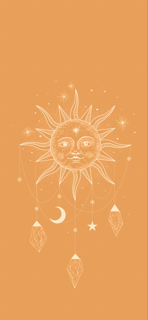 Boho Hippie Aesthetic Wallpaper, Sun And Moon Wallpaper, Iphone Cute Wallpaper, Boho Hippie Aesthetic, Hippy Aesthetic, Sun Background, Sun Drawing, Golden Wallpaper, Sun Aesthetic