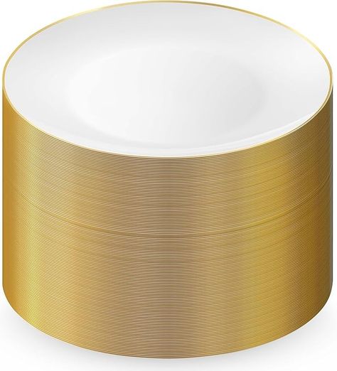 Amazon.com: Munfix 100 Gold Plastic Plates Set, 10.25 Inch Plastic Dinner Plates, Fancy Disposable Plates, Heavy Duty Party Plates, Elegant Wedding Plates, White with Gold Rim : Health & Household Fancy Disposable Plates, Gold Plastic Plates, Plates White, Wedding Plates, Disposable Plates, Brunch Party, Plastic Plates, Party Plates, Plates Set