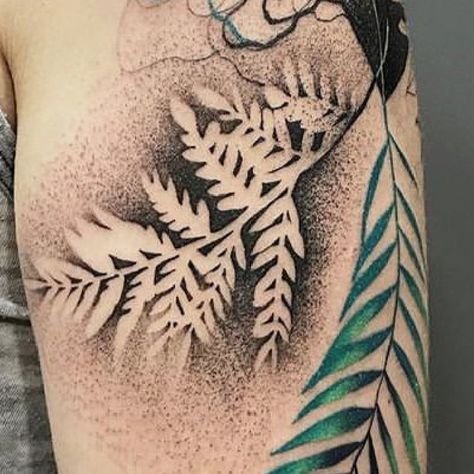 Tattoo Negative Space, Negative Tattoo, Gap Filler Tattoo, Negative Space Tattoo, Fern Tattoo, Tattoo Dotwork, Tattoo Filler, Theme Tattoo, Floral Tattoo Sleeve