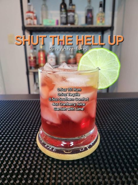 151 Rum Drinks Recipes, Shut The Hell Up, Apple Pucker Drinks, Rum Drinks Recipes, Alcoholic Punch Recipes, Lime Drinks, Bartender Drinks, Liquor Recipes, Cocktail Drinks Alcoholic