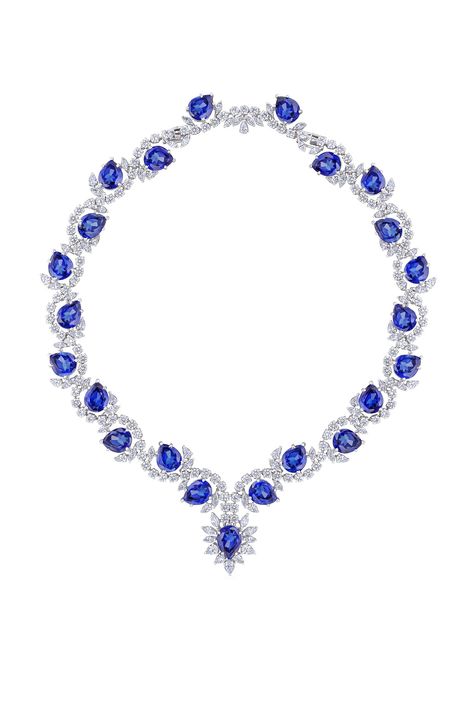 Buy Sapphire Embellished Necklace by DIOSA PARIS JEWELLERY at Aza Fashions Harry Winston Diamond Necklace, Harry Winston Necklace, Long Diamond Necklace, Blue Diamond Necklace, Teen Necklaces, Sapphire Diamond Necklace, Necklaces Blue, Blue Sapphire Jewelry, Paris Jewelry