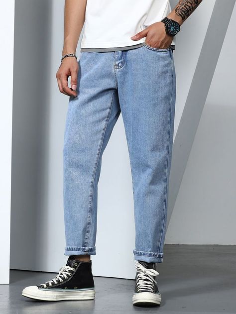 Boyfriend Jeans For Men, Mom Style Jeans Men, Boyfriend Jeans Outfit Men, Mom Jeans Outfit Hombre, Jean Mom Hombre, Blue Jean Outfits Men, Jeans Mom Hombre, Vintage Jeans Outfit, Outfit Blue Jeans