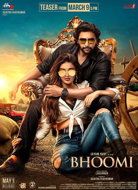 Hd Posters, Nidhhi Agerwal, Jayam Ravi, Action Movie Poster, Movie Studios, Movie Posters Design, Original Movie Posters, March 9th, Bollywood Movie