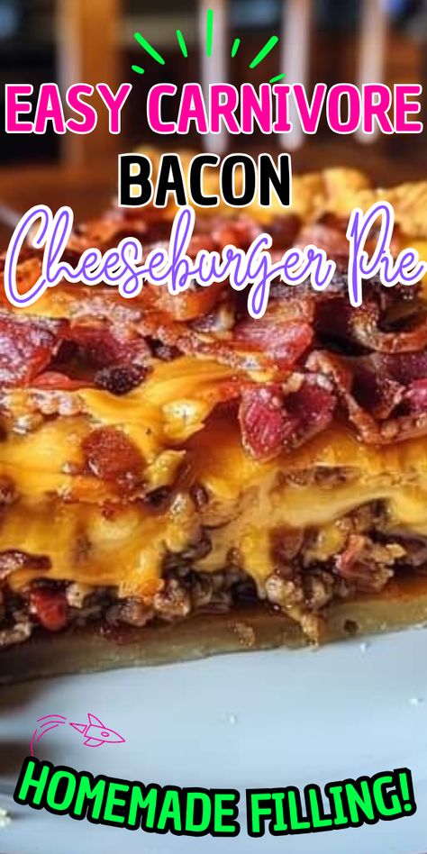 Carnivore Bacon Cheeseburger Pie Carnivore Burger Patties, Carnivore Cheeseburger Pie, Loaded Bacon Cheeseburger Tacos, Carnivore Bacon Cheeseburger Pie, Hamburger Bacon Recipes, Carnivore Crockpot Meals, Carnivore Diet Hamburger Recipes, Carnivore Bacon Recipes, Carnivore Burger Recipes