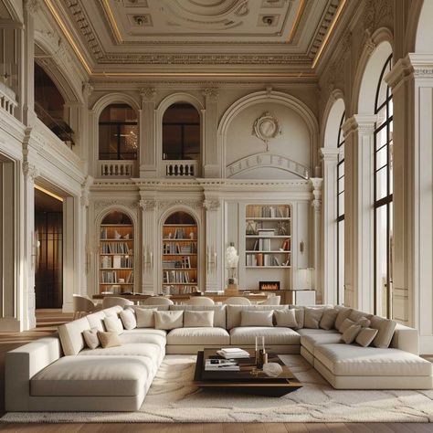 French Mansion Living Room, Chateau Inspired Homes, Old Money House Living Room, Modern Classic Aesthetic, Old Money Living Room Aesthetic, French Chateau Living Room, Modern Classic Interior Living Room, Chateau Living Room, French Style Home Interior