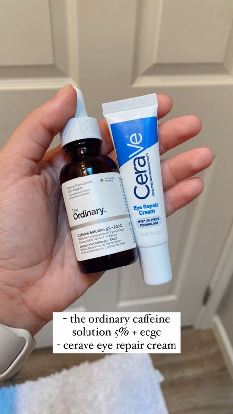 Cera Ve Eye Repair Cream, The Ordinary Caffeine 5% + Ecgc Depuffing Eye Serum, Eye Products Skin Care, Cera Ve Eye Cream, The Ordinary Eye Cream, Best Eye Cream For Dark Circles, Eyebags Removal, Eye Skin Care Routine, Cerave Eye Cream