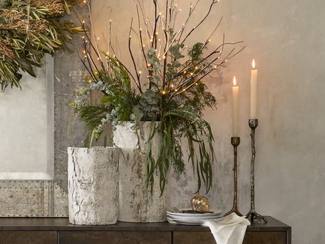 Decor With Candles, House Of Silver Lining, The House Of Silver Lining, Birch Vase, Arhaus Furniture, Birch Branches, Winter Wonderland Christmas, Boho Christmas, Christmas Dining