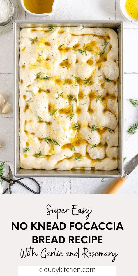 Cloudy Kitchen Focaccia, Easy Foccacia Bread No Yeast, Rosemary Focaccia Bread Recipe, Foccacia Bread Quick Rise, Easy Focaccia Bread Recipe No Knead, Focaccia Bread Recipe Easy Fast, Frococia Bread, No Knead Focaccia Bread, Quick Foccia Bread