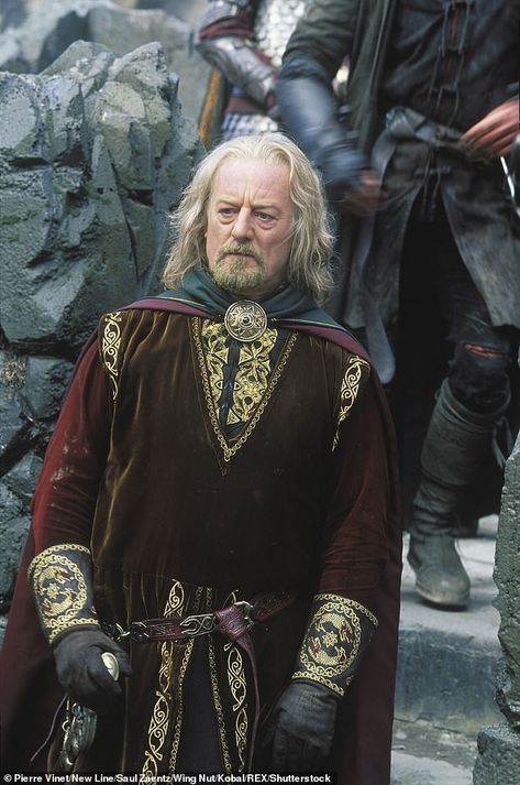 The actor, pictured as King Theoden, won plaudits for his portrayal of the ageing monarch trying to protect his people from the forces of evil Earth Armor, Bernard Hill, Two Towers, Bilbo Baggins, The Two Towers, Actor Picture, The Lord Of The Rings, Martin Freeman, Gandalf