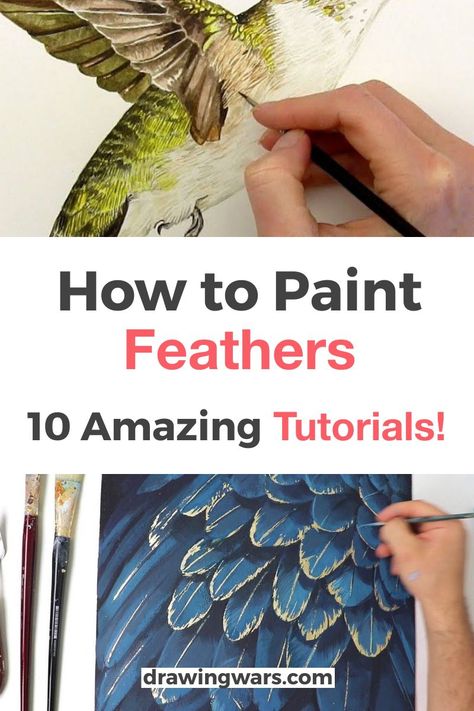 How to Paint Feathers on a Bird Easy Step by Step, 10 great tutorials! Learn How to Paint Feathers on a Bird with the Best Online Video Tutorials with Acrylic, Watercolor and many more techniques! Paint Feathers on a Bird and more! DIY Easy Painting! Painting Tutorial for Beginners! How To Paint Feathers Watercolour, Painted Birds Acrylic, Painting Feathers Tutorial, Acrylic Painting Birds Easy, Bird Artwork Painting, How To Paint A Feather, How To Paint Feathers Acrylic, Painting Feathers Acrylic, How To Paint A Bird