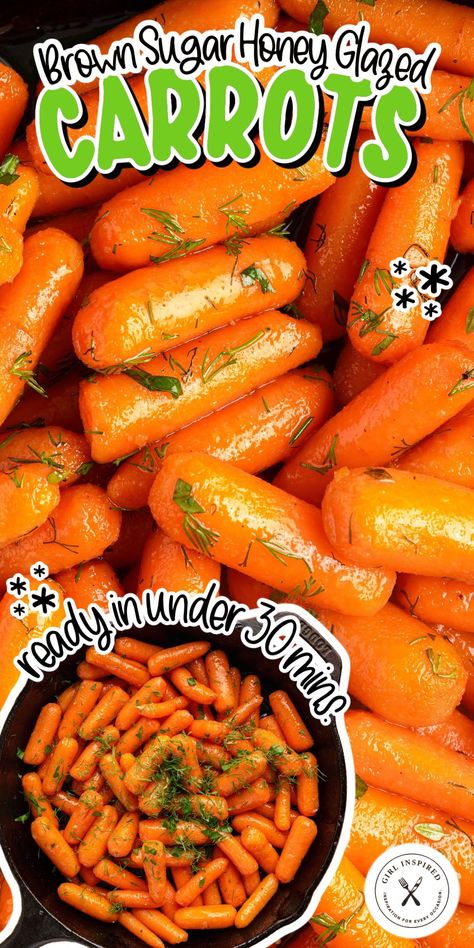 Honey Brown Sugar Carrots, Honey Glazed Carrots Oven, Brown Sugar Honey Glazed Carrots, Carrots Glazed, Brown Sugar Honey Glaze, Carrots Slow Cooker, Honey Glazed Carrots Recipe, Brown Sugar Carrots, Gf Dinners