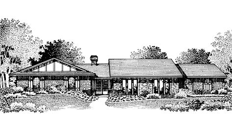 New American House Plan with 2587 Square Feet and 4 Bedrooms from Dream Home Source | House Plan Code DHSW72956 Floor Plans Ranch, American House Plans, Ranch House Plan, Vintage House Plans, Tudor Style Homes, Ranch Style House Plans, Traditional Style Homes, Architectural Floor Plans, American House