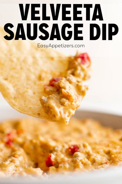 Velveeta Sausage Dip is cheesy, flavorful, and could not be easier to make! You only need 3 ingredients, one pan, and just minutes to mix up. Velveeta Sausage Dip, Velveeta Dip, Sausage Dip, Favorite Appetizers, One Pan, Looks Yummy, Appetizer Dips, Ground Pork, Dip Recipes