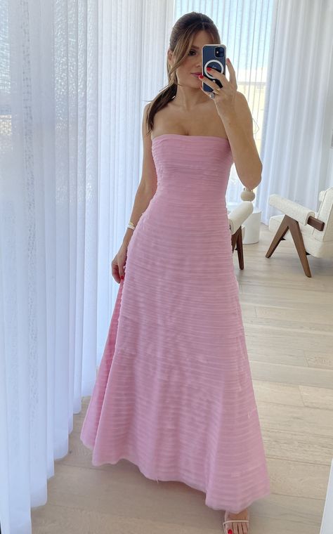 Dress Hire, Strapless Maxi, Strapless Maxi Dress, Pink Maxi Dress, Long Prom Dress, Color Names, Fitted Bodice, Custom Color, Custom Sizing