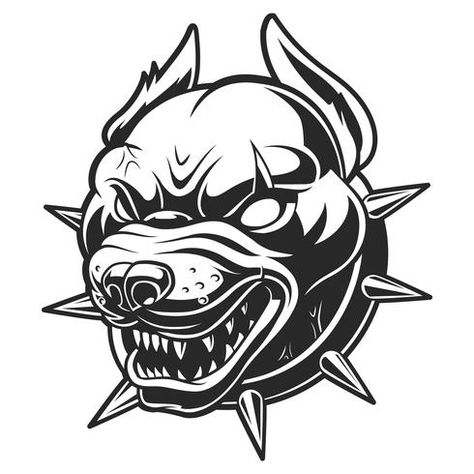 Guard Dog Tattoo, Traditional Tattoo Dragon, Pitbull Drawing, Doberman Tattoo, Monster Sketch, Pitbull Tattoo, Tier Tattoo, Guard Dog, Dog Vector