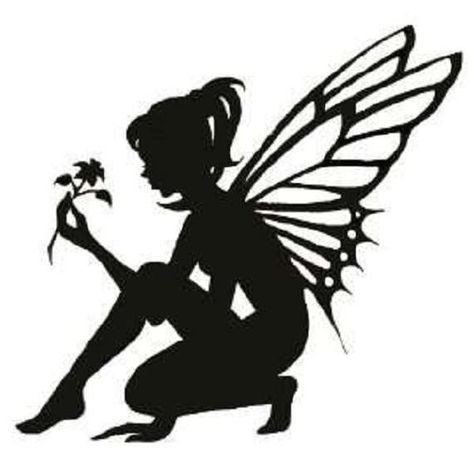 kneeling fairy silhouette decal by CraftsCustoms on Etsy Fairy Stencil, Fairy Templates, Silhouette Disney, Male Fairy, Creature Fantasy, Fairy Silhouette, Fairy Butterfly, Fairy Lanterns, Butterfly Svg